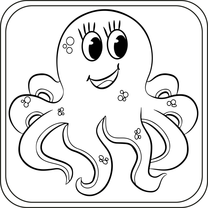Cute octopus coloring page worksheet for preschoolers to enjoy