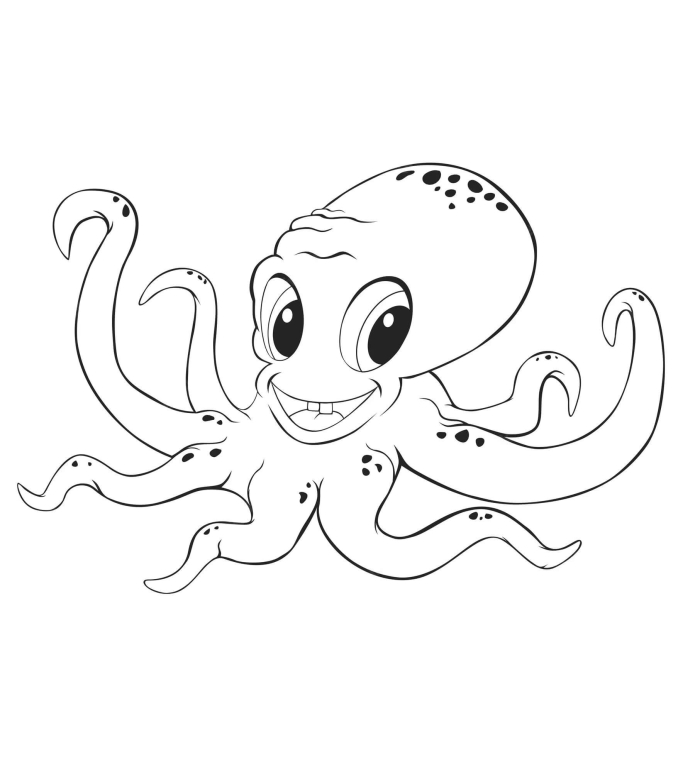 Cute octopus coloring page worksheet for preschoolers to enjoy