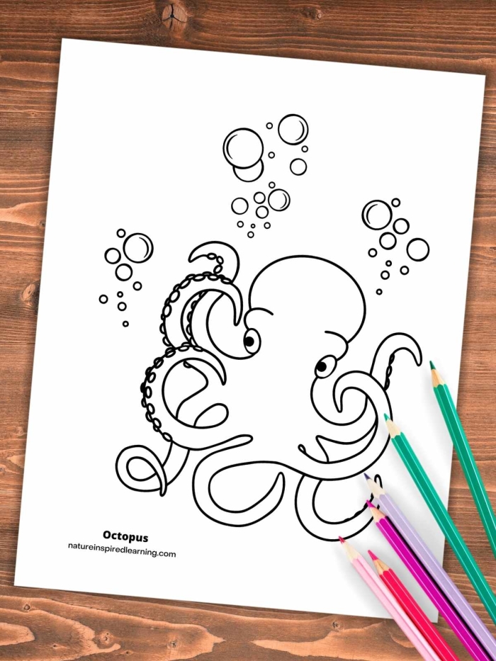 Cute octopus coloring page for preschoolers to enjoy