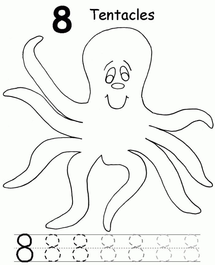 Cute octopus coloring page worksheet designed for preschoolers