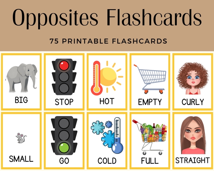 Pre-K worksheet page featuring picture matching activities for identifying common opposites