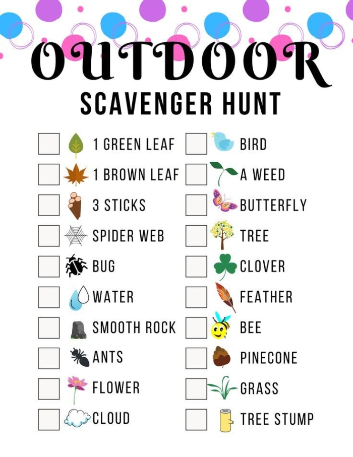 Printable Number Theory Outdoor Scavenger Hunt Worksheet for Preschoolers Pre-K student holding a colorful nature scavenger hunt worksheet outdoors
