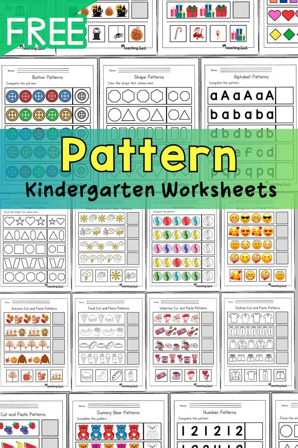 Colorful worksheet for Pre-K children to complete shape patterns by drawing the next shape
