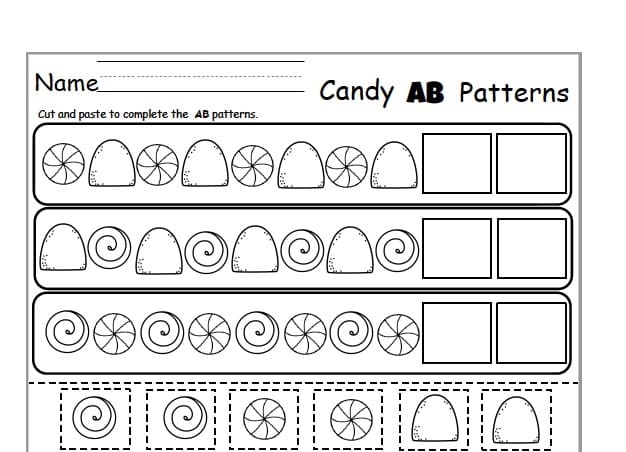 All About Patterns Math Assessment for Preschool Learners Pre-K students completing a colorful pattern recognition activity on a math worksheet