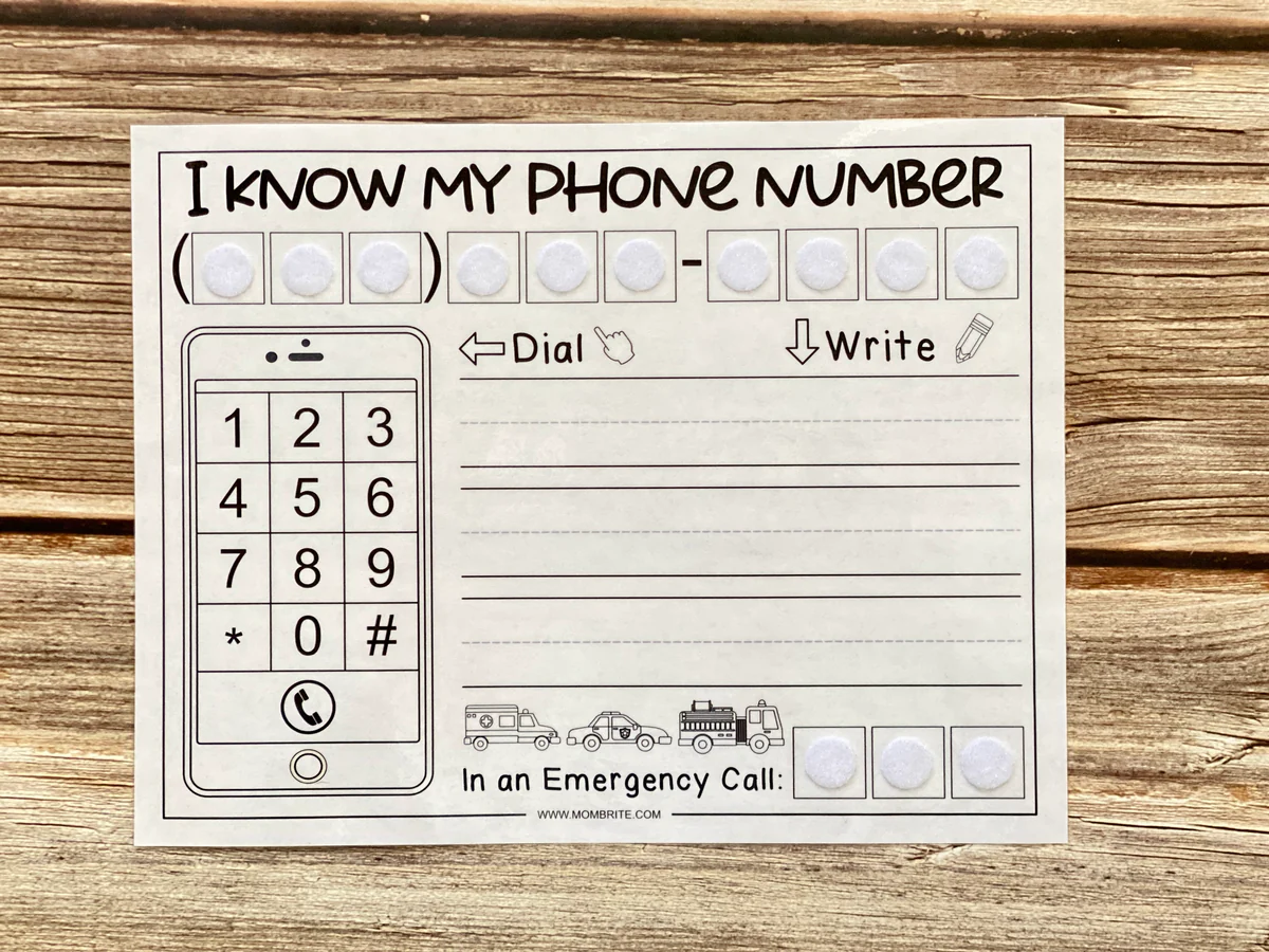 Cute template for Pre-K learners to practice reciting their phone numbers