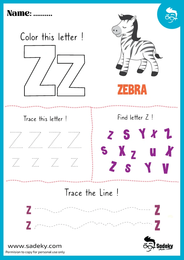 Worksheet featuring various items that start with the letter Z for phonics practice. Discover and learn about things that begin with the letter Z in this engaging pre-K activity.