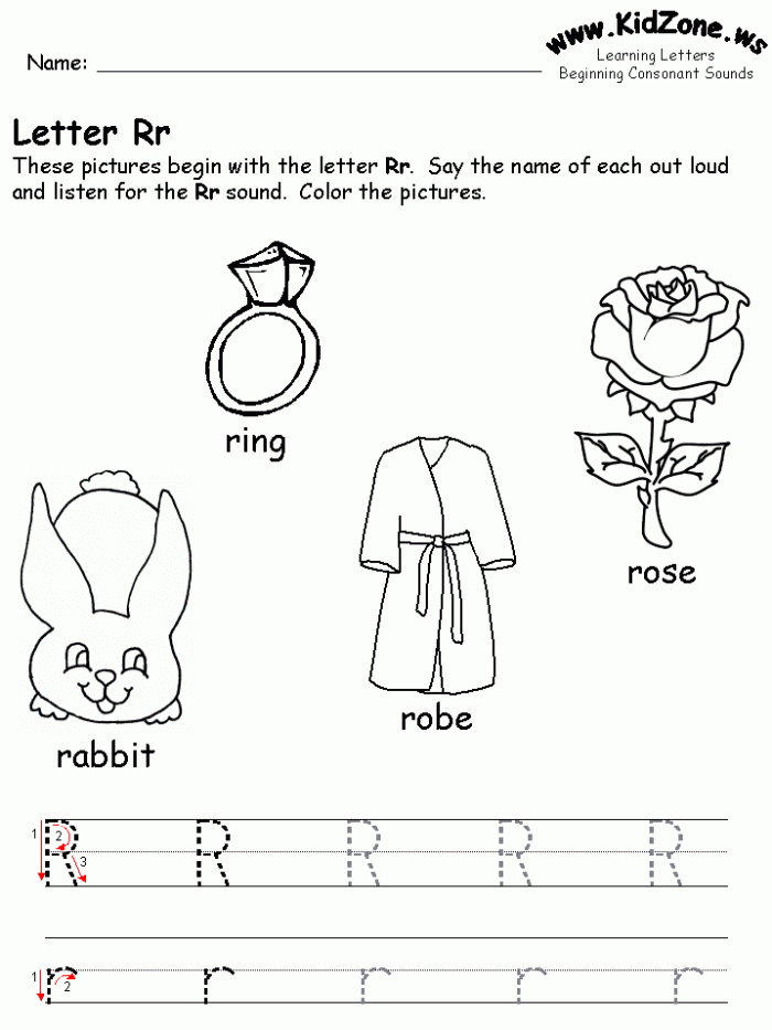 Pre-K phonics worksheet for sounding out beginning letter sounds 25