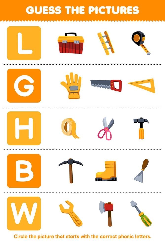 Worksheet featuring items that start with the letter W to enhance phonics skills for Pre-K children