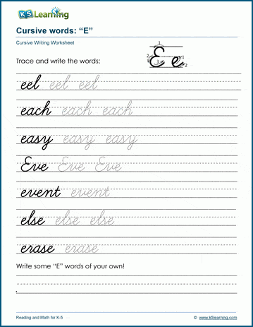 Pre-K phonics worksheet featuring images for children to identify objects beginning with the letter E