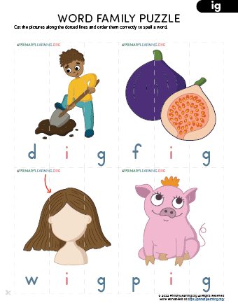 Pre-K phonics worksheet featuring various objects for children to identify items starting with the letter F