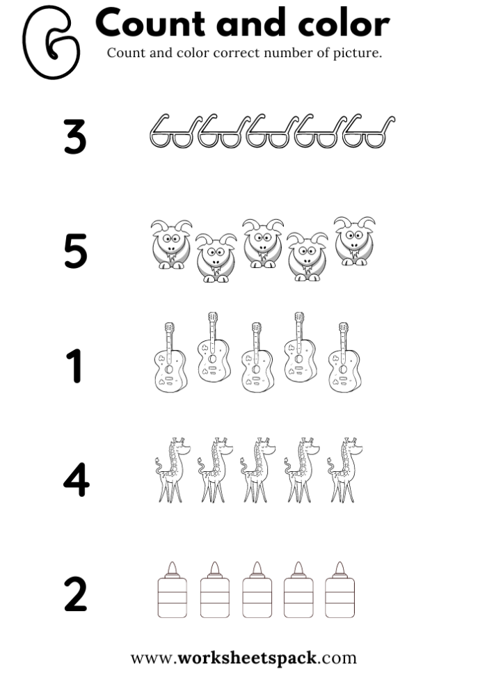 Pre-K phonics worksheet for identifying words and objects that begin with the letter G