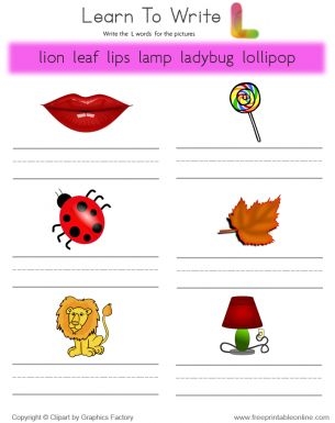 Pre-K phonics worksheet featuring various objects for children to identify items that start with the letter L