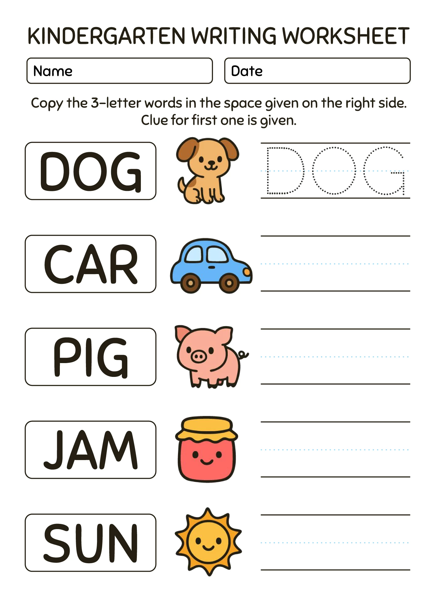 Pre-K phonics worksheet for identifying words and objects that start with the letter T
