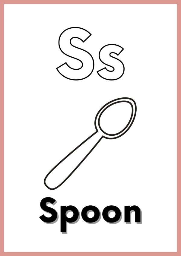 Worksheet featuring various objects that start with the letter S for phonics practice