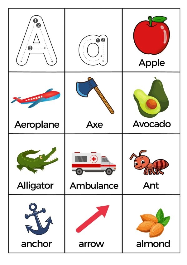 Worksheet featuring objects that begin with the letter I for phonics practice