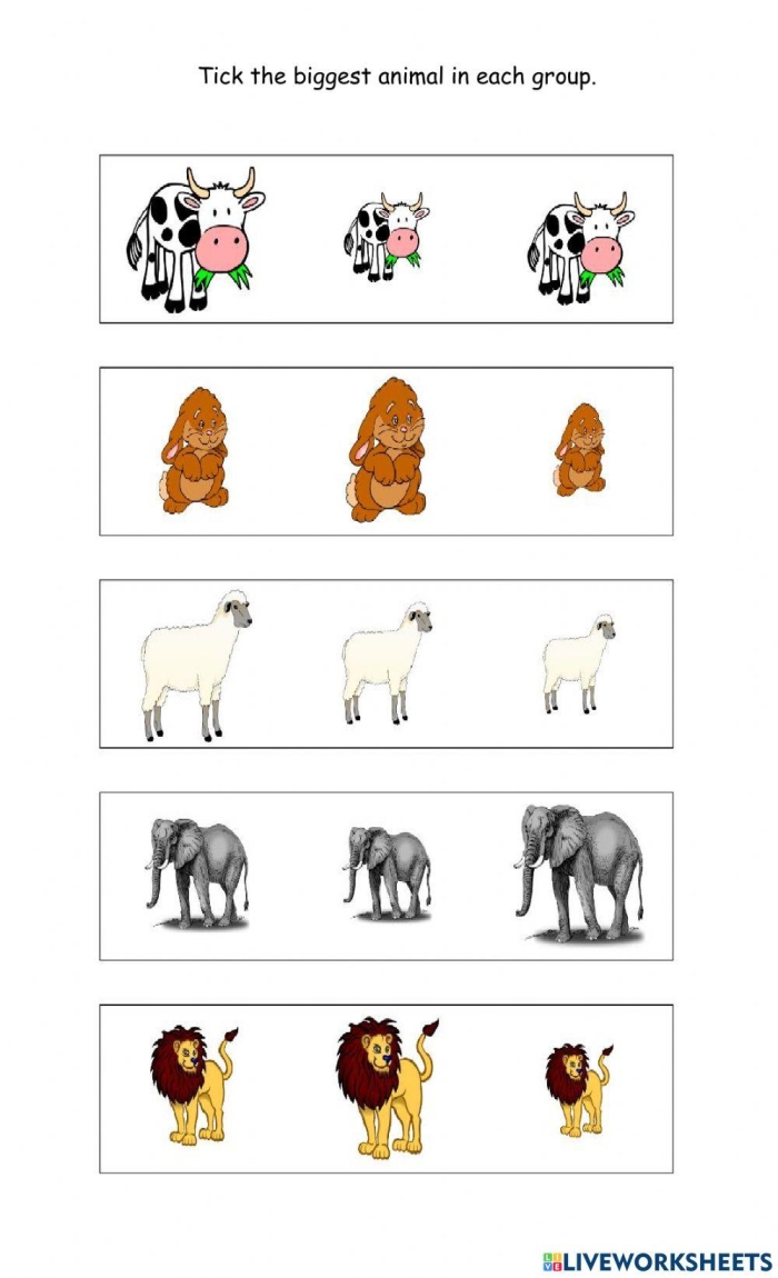 Worksheet titled "Which is Bigger?" designed for Pre-K phonics learning
