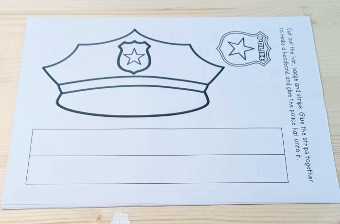 Police Officer Hat and Badge Coloring Activity for Young Learners Simple police officer hat and badge coloring template for Pre-K geometry worksheet 11