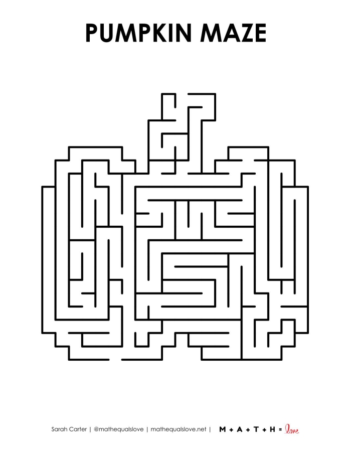 Fall-themed pumpkin maze worksheet for Pre-K students