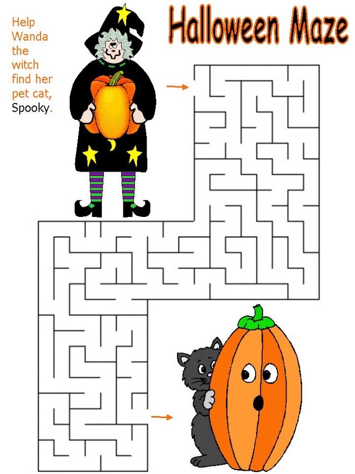 Colorful pumpkin maze worksheet for Pre-K students to enjoy during fall