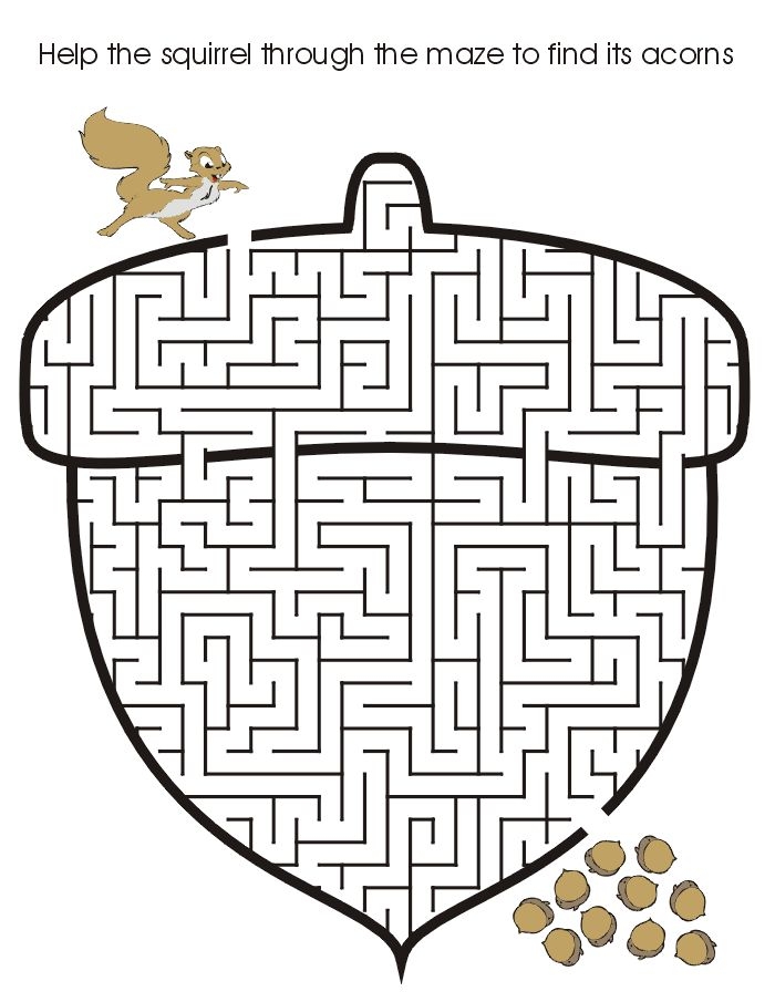 Pre-K fall-themed maze worksheet featuring a path for collecting pumpkins