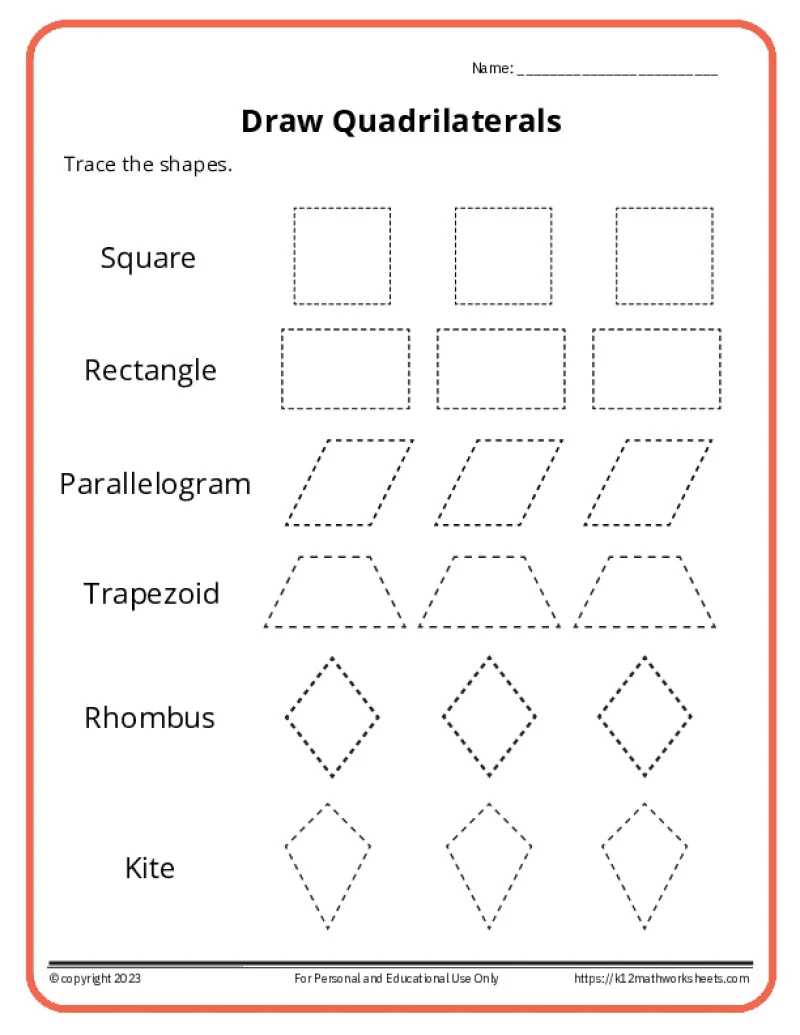 Making Quadrilaterals Worksheet for Pre-K Students Worksheet featuring a fun activity for making quadrilaterals with dots