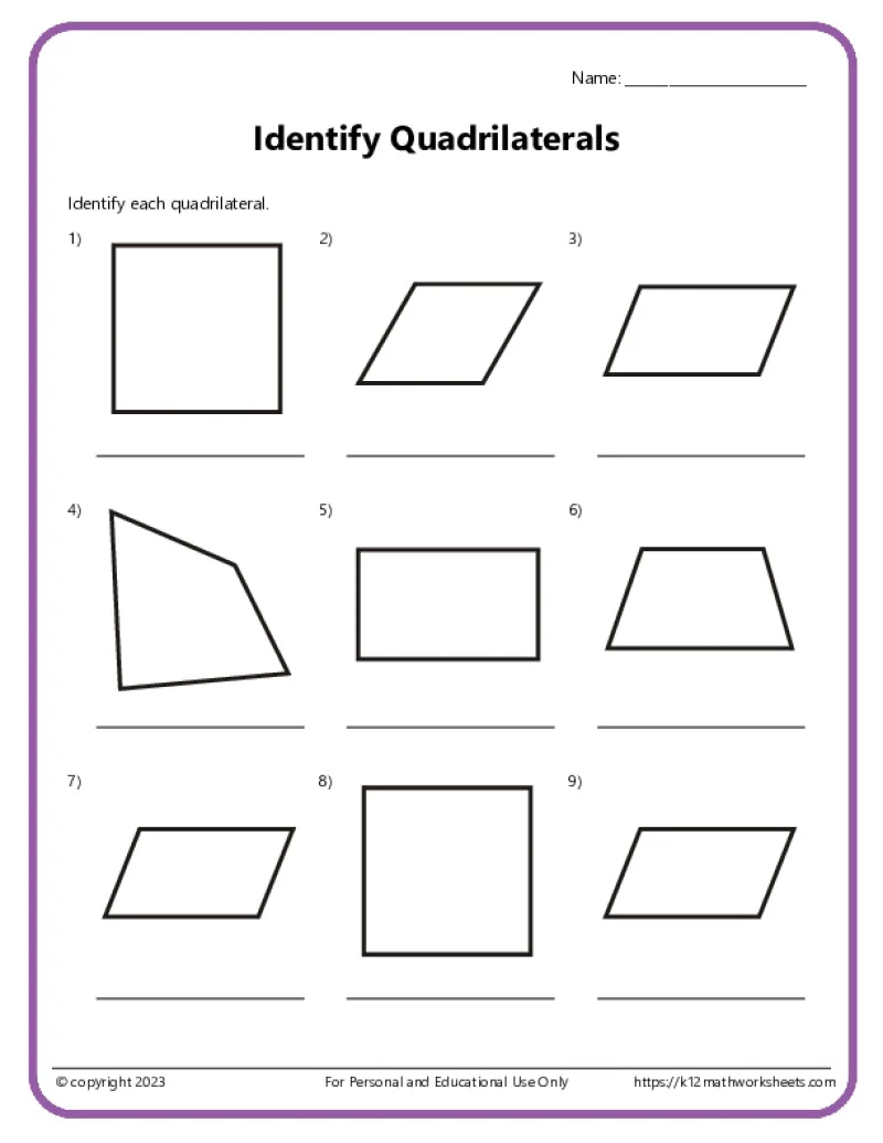 Making Quadrilaterals activity sheet for early learners Worksheet for creating different quadrilaterals using dots for Pre-K children