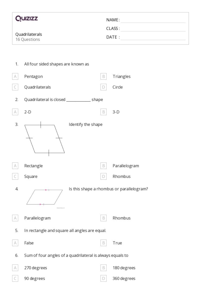 Making Quadrilaterals Worksheet for Pre-K Students Worksheet for creating quadrilaterals using dots and lines
