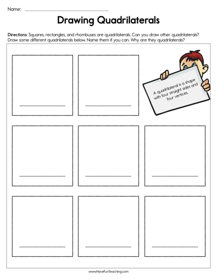 Engaging activity for Pre-K students on making quadrilaterals Worksheet for creating quadrilaterals with dotted lines and shapes