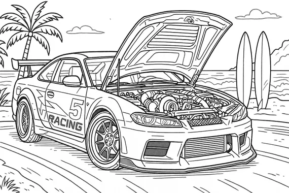 Color by number worksheet featuring a vibrant race car for preschoolers to enhance color and number recognition skills