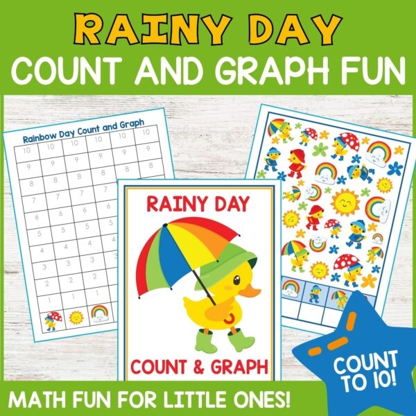 Engaging rain count activity for young learners on a rainy day Pre-K rain count worksheet featuring colorful raindrops for children to practice counting
