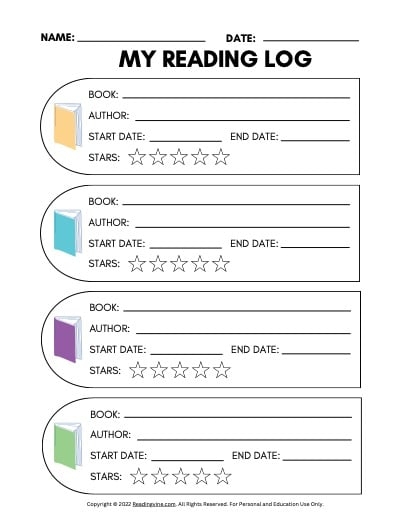 Kindergarten reading habits practice worksheet with checkbox layout