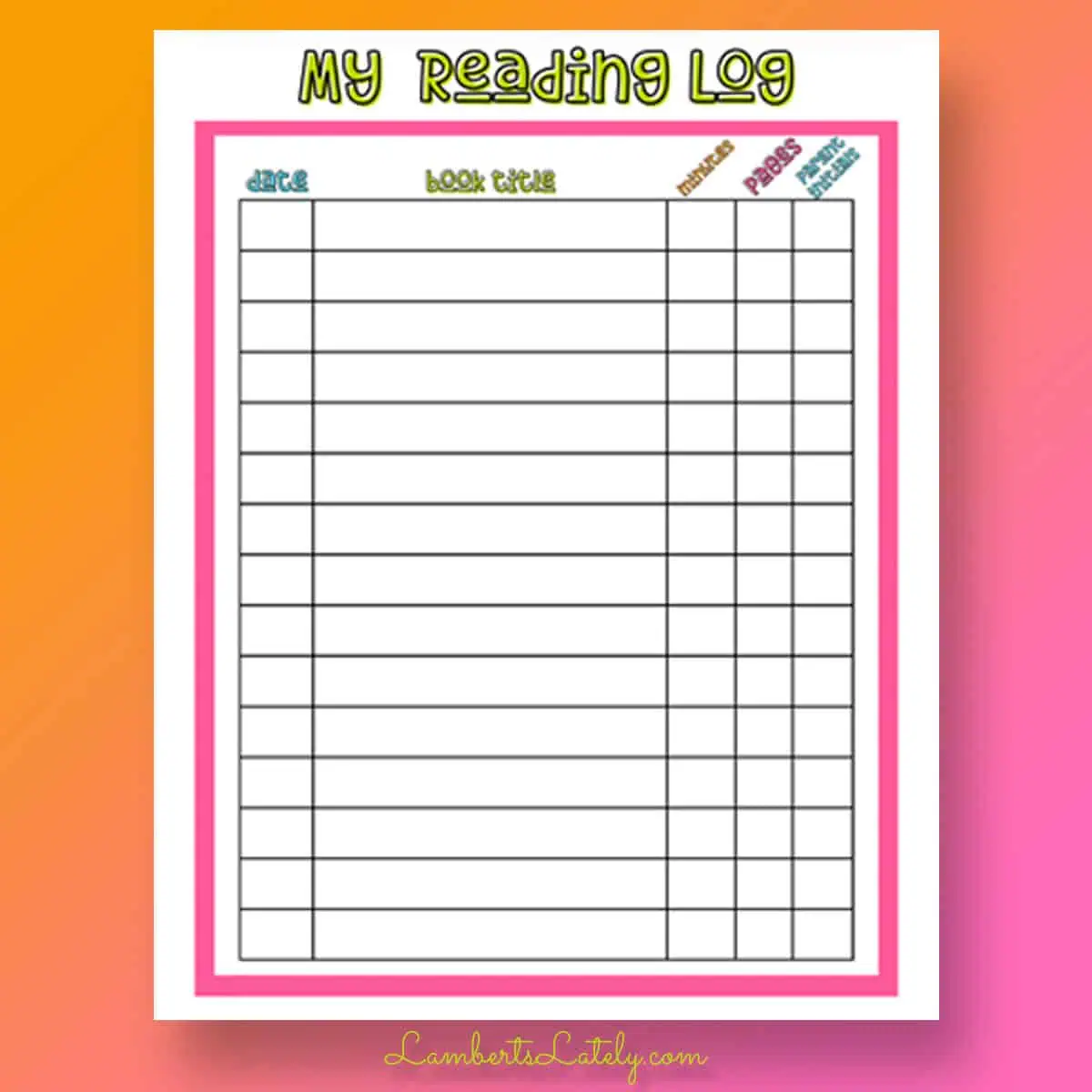 Reading checklist worksheet for kindergarten students to develop good reading habits