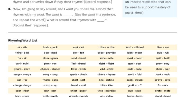 Rhyming Words Assessment Activity for Kindergarten Learners Pre-K student completing a rhyming knowledge assessment worksheet with picture matching exercises