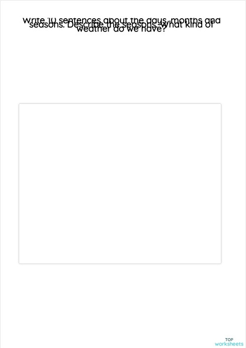 Worksheet featuring a check-in for days of the week, months, and seasons for Pre-K students
