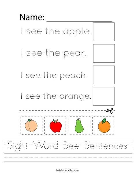 Colorful worksheet featuring a creative activity for the sight word "see" designed for preschoolers