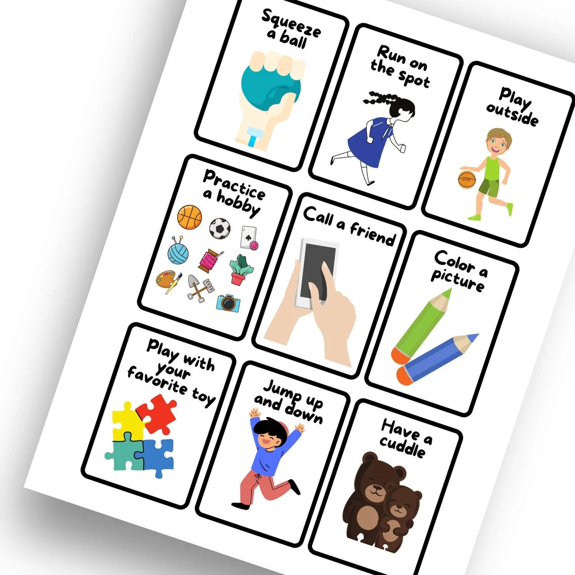Calm Down Cards for Young Children Worksheet Image 9 Pre-K calm down cards worksheet for teaching self-regulation to young children