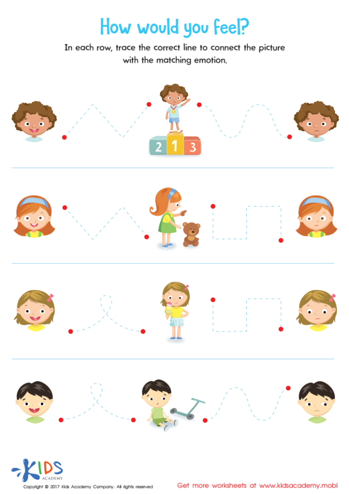 Worksheet featuring a colorful quiz on feelings and the five senses for Pre-K students