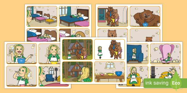 Goldilocks and the Three Bears sequencing worksheet for Pre-K students