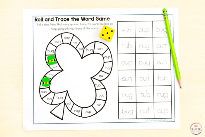 Shamrock tracing and coloring worksheet for Pre-K children celebrating St. Patrick's Day