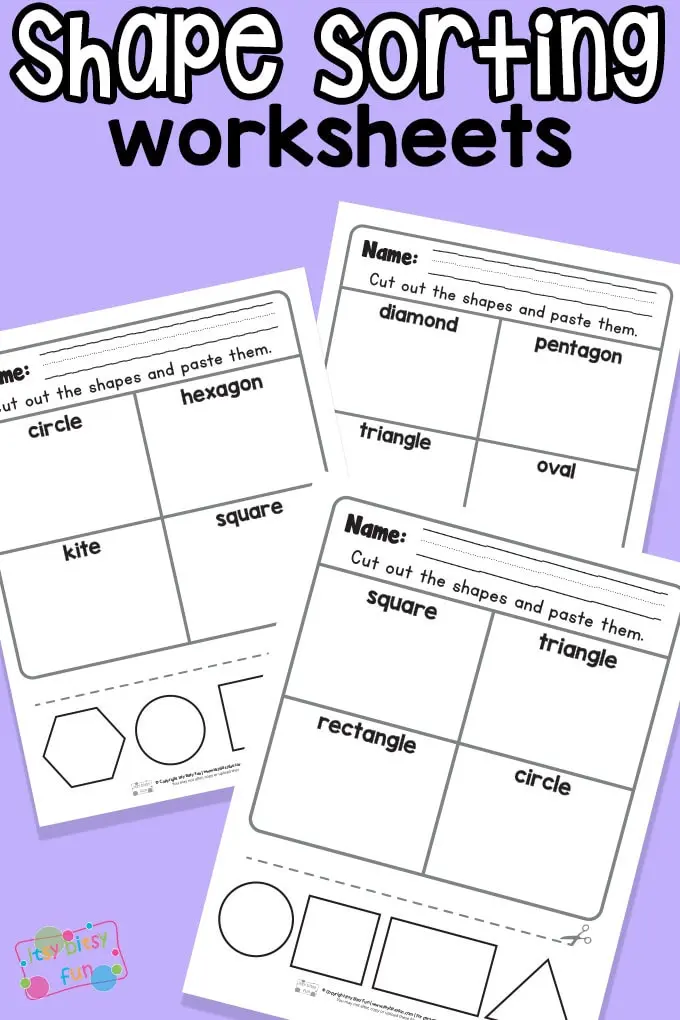 Number Theory worksheet for Pre-K Sorting assessment worksheet for Pre-K students focusing on shapes and colors. Sort It Out worksheet for number theory learning in early education.