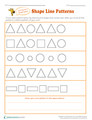 Engaging Shape Line Patterns worksheet for Pre-K students preparing for kindergarten math Worksheet featuring shape line patterns designed for preschool geometry practice