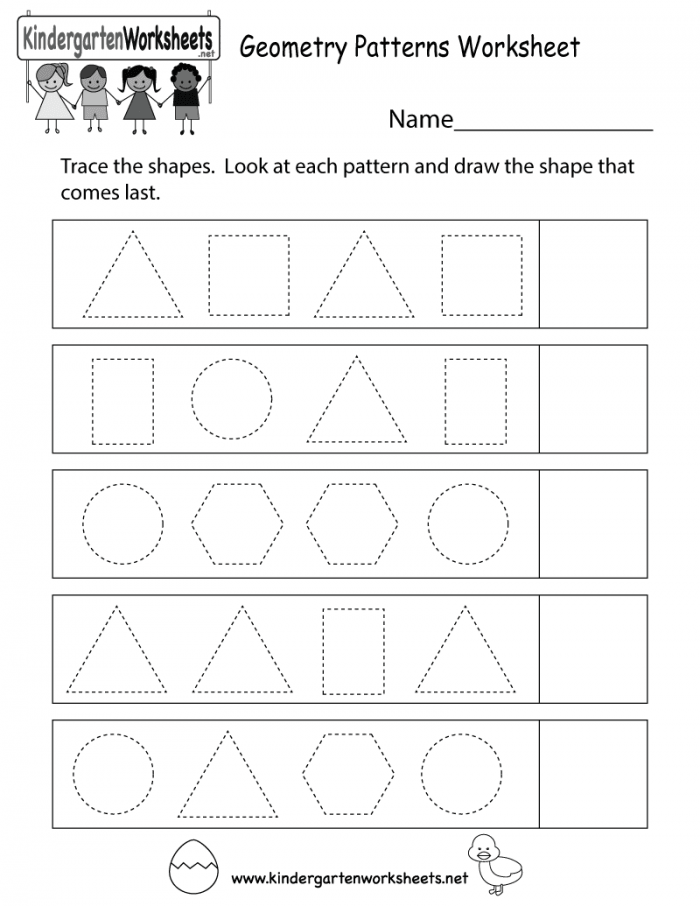 Shape Line Patterns Worksheet for Pre-K Geometry Skills Worksheet featuring shape line patterns for preschool math practice