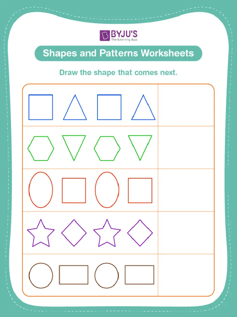 Engaging worksheet for preschoolers to practice shapes and patterns before kindergarten Colorful Shape Line Patterns worksheet designed for preschool geometry learning