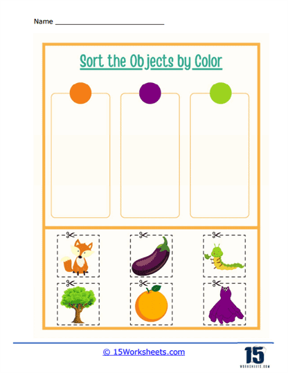 Sort It Out worksheet for number theory learning in early education Sorting worksheet for Pre-K students focused on shapes and colors assessment