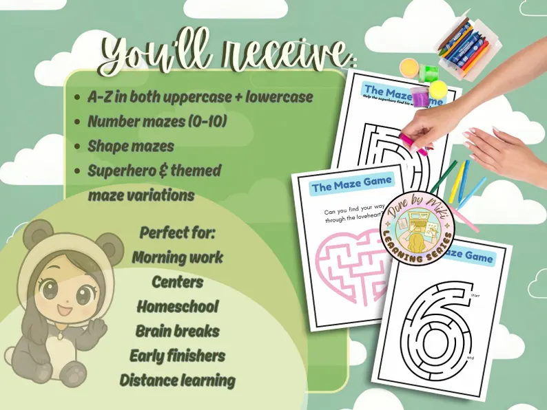 Reading worksheet for Pre-K A colorful shapes maze featuring an astronaut navigating through stars for shape identification. Shapes Maze worksheet for Pre-K students to enhance learning through fun.