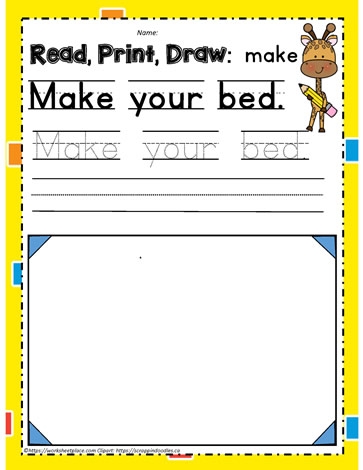 Pre-K student working on a creative sight word coloring and art activity worksheet