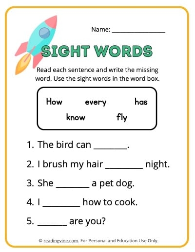 Writing Sight Words Worksheet for Pre-K Data and Graphing Practice Number 11 Pre-K student practicing sight words on a worksheet for data and graphing lesson 11