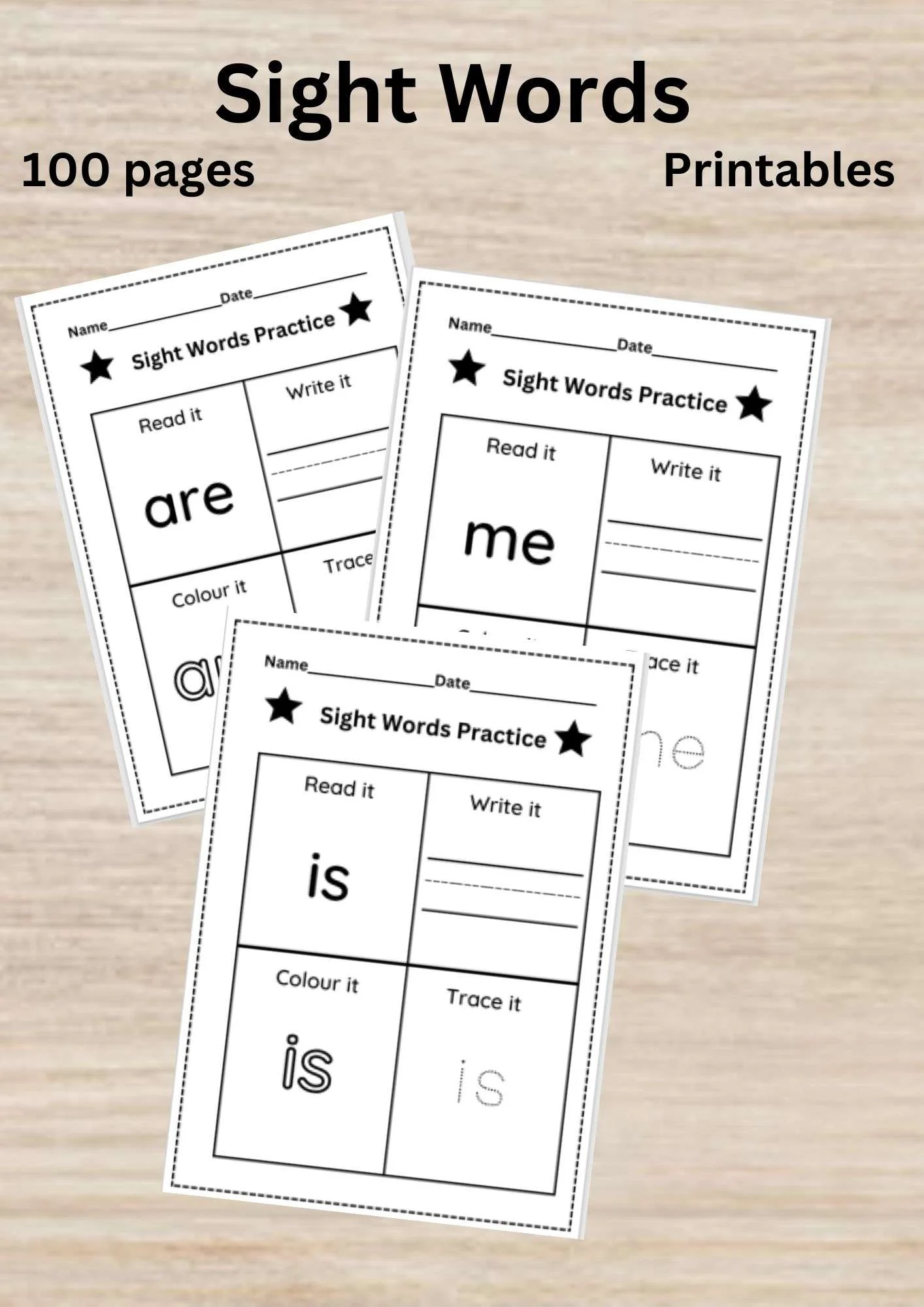 Engaging sight words writing activity for little learners Worksheet for practicing sight words with pre-K children