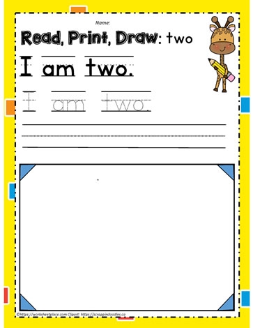 Sight Word Two Practice Worksheet Number Six Pre-K worksheet activity focusing on tracing and identifying the sight word two