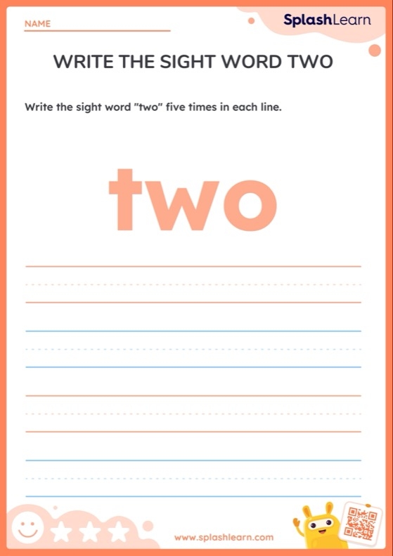 Sight Words worksheet for Pre-K Worksheet featuring the sight word "two" for Pre-K students to enhance their learning. Engaging activities designed to spruce up sight word recognition skills.